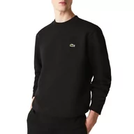 Bluzy męskie - Bluza Lacoste Organic Brushed Cotton Sweatshirt SH9608-031 - czarna - miniaturka - grafika 1