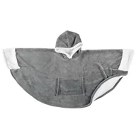 Kurtki damskie - HOME DECO FACTORY, TX0072 Ponczo w kratę rękawy i kaptur, przytulne komfort, do wypoczynku w domu lub na zewnątrz, można prać w pralce, jeden rozmiar, tekstylia: poliester, szerpa ciemnoszary - miniaturka - grafika 1