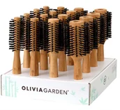 Szczotki i grzebienie do włosów - Olivia Garden Bamboo Touch, zestaw szczotek do modelowania z włosia z dzika, display, 16szt. - miniaturka - grafika 1