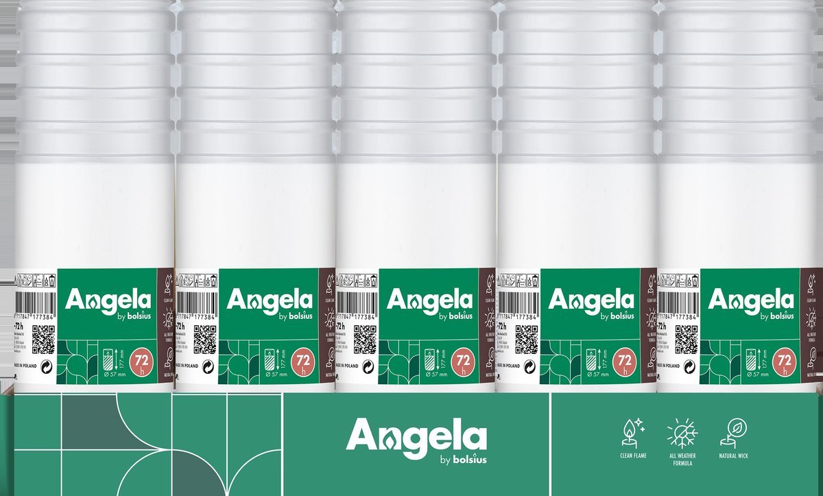 Zestaw wkładów do zniczy z parafiną 20 sztuk Angela RP72H czas palenia 72h 175/57mm