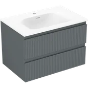 Szafki łazienkowe - Mexen Rivel szafka łazienkowa 70 cm z umywalką Vela, 2 szuflady, ryflowana , grafit mat/biała mat - 91A20-07047-2-BFF66-W23M0 - miniaturka - grafika 1