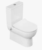 Kompakty WC - Kompakt wc Rimless 80x37x62 cm z bidetem i wbudowaną baterią ciepła/zimna, deska soft close, biały - miniaturka - grafika 1