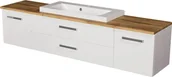 Szafki łazienkowe - Szafka wisząca z umywalką 180 cm blat dąb naturalny 180/39/C2 seria Fokus B - miniaturka - grafika 1