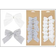 Ozdoby bożonarodzeniowe - Kokardy białe / srebrne 6 sztuk - miniaturka - grafika 1