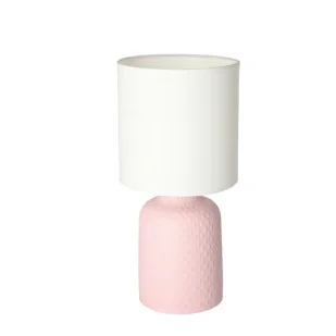 Różowa lampa stołowa z wytłoczonym wzorem na ceramicznej podstawie - V085 G8-G97 - Lampy stojące - miniaturka - grafika 1