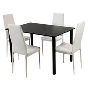 Meble do sypialni - Zestaw stół Lugano 120 czarny i 4 krzesła Nicea białe - miniaturka - grafika 1