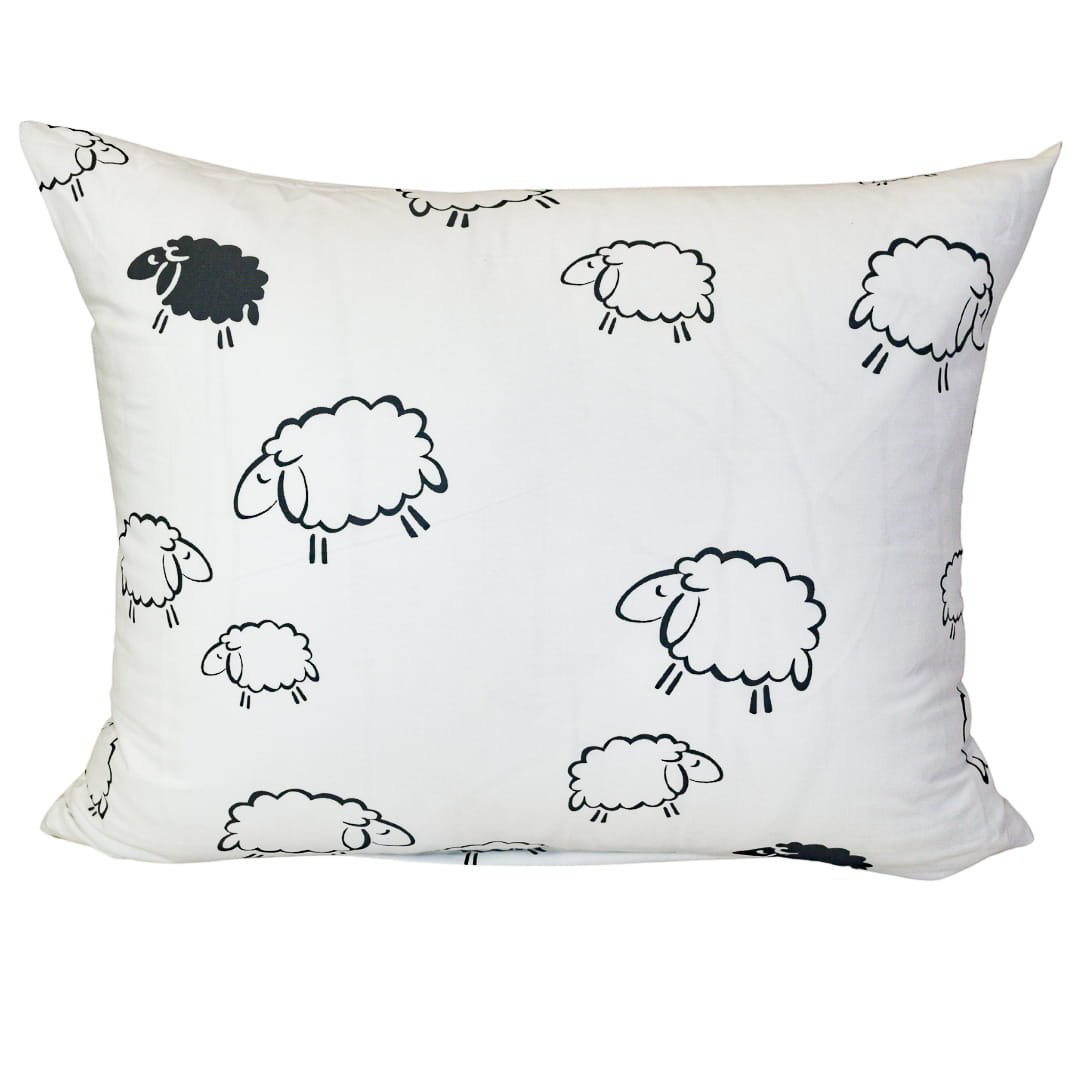 Poszewka Dziecięca 50x60 Bawełniana Owieczki Na Białym Wysoka Jakość Polski Producent