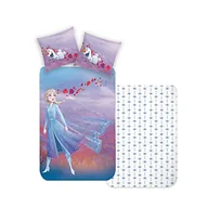 Pościel dla dzieci - Disney Home Frozen dziecięca pościel dwustronna, zestaw 135 x 200 – poszewka na poduszkę 80 x 80 – 2-częściowy komplet pościeli Frozen Elsa i Olaf, miękka i przyjemna dla skóry, super miękka bawełna - miniaturka - grafika 1