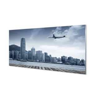 Szklany panel + klej Samolot miasto chmury 120x60 - Tablice i flipcharty - miniaturka - grafika 1