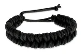 Bransolety męskie - Klasyczna Czarna Męska Plecionka Na Węzeł - miniaturka - grafika 1