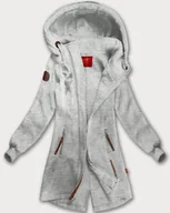 Bluzy damskie - Długa bluza damska z kapturem jasny szary (AMG-675/2) - LHD - miniaturka - grafika 1