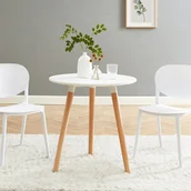 Stoły - Stół jadalniany 2-osobowy z MDF-u i drewna dębowego – kolor biały – ROLENA - miniaturka - grafika 1