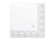 Pamiątka Pierwszej Komunii Świętej - PartyDeco Serwetki komunijne z ornamentem 33x33cm srebrne SP33-64-018 - miniaturka - grafika 1