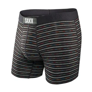 Bokserki męskie szybkoschnące SAXX VIBE Boxer Brief kolorowe paski - czarne - Majtki męskie - miniaturka - grafika 1