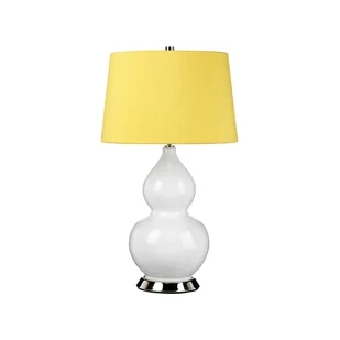 Lampa stołowa ceramiczna biała z żółtym abażurem Isla E27 60W Elstead - Lampy stojące - miniaturka - grafika 1