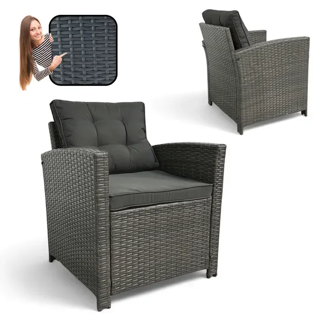 2 X Fotele Ogrodowe Fotel Mebli Ogrodowych Sfs020-sc Technorattan Szary