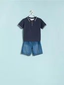 Bluzy i sweterki niemowlęce - Reserved - Sweterkowy t-shirt polo - granatowy - miniaturka - grafika 1