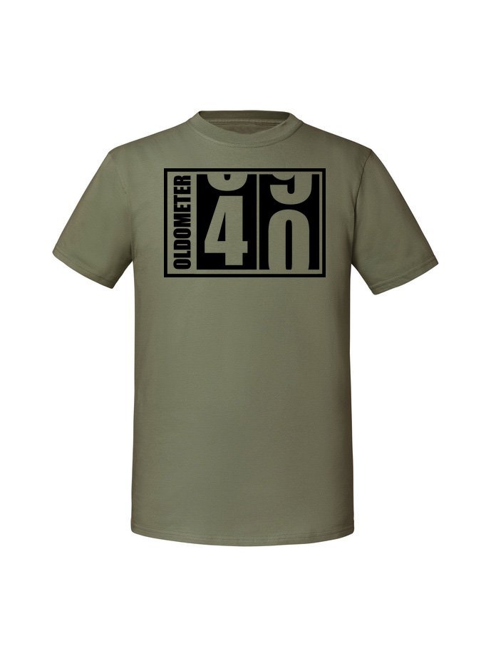 Męska koszulka z nadrukiem - 40 OLDOMETER 40 Olive XL