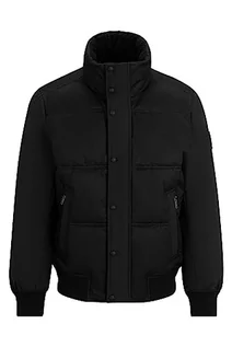 Kurtki męskie - BOSS Męska kurtka pikowana Oglitch Relaxed-Fit z mieszanki materiałów, czarny (Black1), 46 - grafika 1