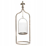 Świeczniki - LAMPION LATARENKA METALOWA SZKLANA świecznik metalowy złoty retro stojący - miniaturka - grafika 1