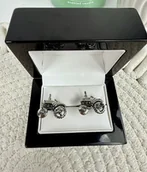 Spinki do mankietów i krawatów - SPINKI DO MANKIETÓW koszuli traktory srebrne dla rolnika - miniaturka - grafika 1