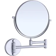 Lusterka do makijażu - Lustro do makijażu montowane na ścianie, 20 cm, z powiększeniem 1x/3x, dwustronne, obrotowe o 360°, składane, matowe srebro - miniaturka - grafika 1