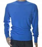 Swetry męskie - Sweter męski klasyczny z wełny wełna wełniany XXL 2XL lazur 1705 - miniaturka - grafika 1