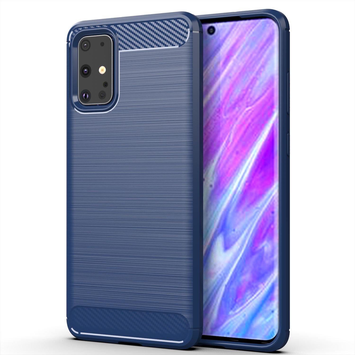 Ochronne etui na telefon Samsung Galaxy S20 Plus Case Cover Carbon Optics Blue