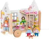 Lalki dla dziewczynek - Drewniany domek dla lalek w przyczepie Goki - miniaturka - grafika 1