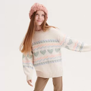 Reserved - Sweter z ozdobnym splotem - Wielobarwny - Swetry dla dziewczynek - miniaturka - grafika 1
