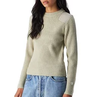 Bluzy sportowe damskie - Bluza Champion Crewneck Sweater 117495-ES057 - beżowe - miniaturka - grafika 1