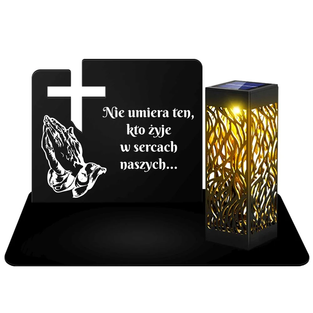 Metalowy Znicz Solarny LED Lampion na Grób Cmentarz Nagrobny Ciężki Duży