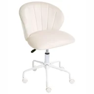 Fotele i krzesła biurowe - Beliani Krzesło obrotowe CHEERFUL Welur Złamana biel - miniaturka - grafika 1