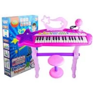 Instrumenty muzyczne dla dzieci - Lean Toys Keyboard na nóżkach stołek różowy - miniaturka - grafika 1