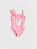 Stroje kąpielowe dla dziewczynek - Reserved - Jednoczęściowy strój kąpielowy Pusheen - pastelowy róż - miniaturka - grafika 1