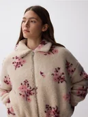 Bluzy damskie - Reserved - Miękka bluza z kołnierzykiem - kremowy - miniaturka - grafika 1