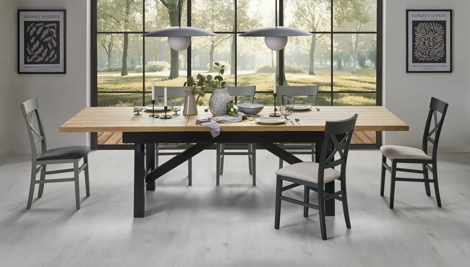 Stół rozkładany FIESTA 200280x100 dąb naturalny/czarny HALMAR