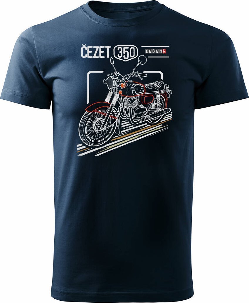 Topslang Koszulka z motocyklem na motor Cezet Cezeta 350 męska granatowa REGULAR XL