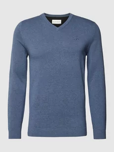 Sweter z dzianiny z dekoltem w serek - Swetry męskie - miniaturka - grafika 1