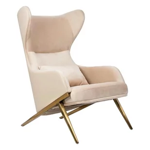 Fotel biurowy, krzesło biurowe King Home Fotel HAMPTON VELVET beżowy ekoskóra beżowa złota podstawa MSE011000304.V03E02 - Fotele i krzesła biurowe - miniaturka - grafika 1