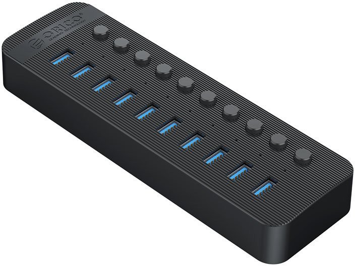 HUB USB Orico Aktywny hub 10xUSB-A 5Gbps BC 1.2 48W czarny CT2U3-10AB-EU-BK-BP