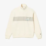 Bluzy męskie - Lacoste męska bluza z bawełny organicznej z zamkiem pod szyją Loose Fit - miniaturka - grafika 1