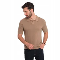 Koszulki męskie - Męska bawełniana koszulka polo jasnobrązowa modna Ombre OM-POSS-0117 V3 XL - miniaturka - grafika 1