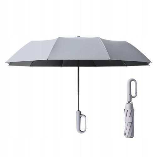 Parasol Parasolka Składana Automatyczna Wzmocniona Wiatroodporna Szara