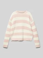 Swetry dla dziewczynek - Sweter z dzianiny o kroju oversized z prążkowanym, okrągłym dekoltem - miniaturka - grafika 1