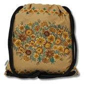 Plecaki worki - Plecak z podszewką folk opolski kwiaty jesień brązowy - miniaturka - grafika 1