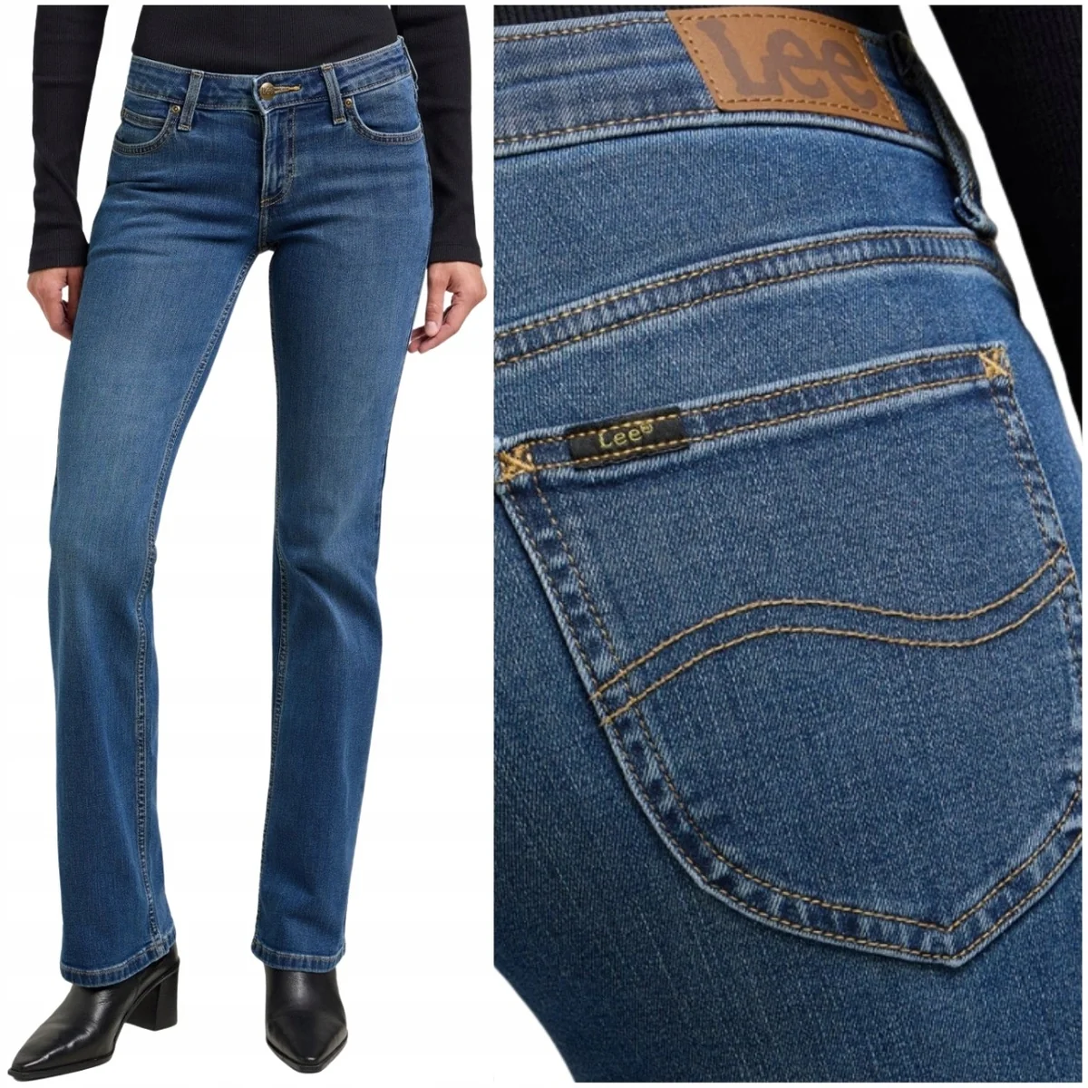 Lee Jessica Superior rozszerzane niższe damskie spodnie jeansowe W29 L33