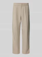 Spodnie męskie - Spodnie z zakładkami w pasie o kroju relaxed tapered fit z elastycznym pasem - miniaturka - grafika 1