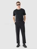 Spodnie męskie - Męskie spodnie casual tkaninowe Outhorn OTHWAW24TTROM1075 - czarne - miniaturka - grafika 1