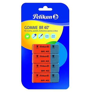 Pelikan Gumki do mazania BR40 do ołówków, pastelowych, atramentu i długopisów, odpowiednie do rysowania artystycznego i szkolnego, 4 sztuki - Długopisy - miniaturka - grafika 1
